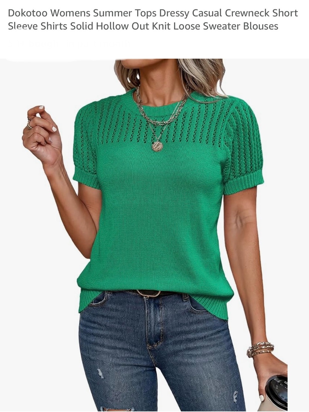 Dokotoo Green Short Sleeve Knit Top XL